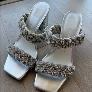 Dolce Vita Silver Sequin Braided Heels